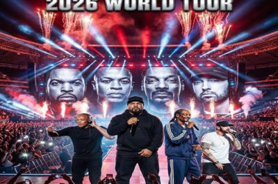 GOOD NEWS: “ONE LAST RIDE” 2026 WORLD TOUR Officially Announced ICE CUBE • DR. DRE • • SNOOP DOGG EMINEM Unite for the Most Explosive Hip-Hop Event of the Decade!