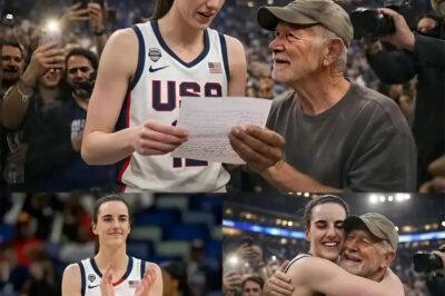 “Let him come up here!” As security guards were about to stop a man wearing worn-out sneakers and a faded cap from approaching the stage during a fan event with Team USA during their match against spain, Caitlin Clark suddenly signaled for them to stop.