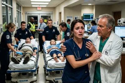 I was working the night shift when my husband, my sister, and my son were suddenly brought in, all unconscious. Panic hit me, and I ran straight toward them—but a doctor stepped in front of me and quietly stopped me. “You can’t see them yet,” he said. My whole body trembling, I looked at him and asked, “Why?” He lowered his eyes, then whispered words that made my blood run cold: “The police will explain everything once they arrive.”