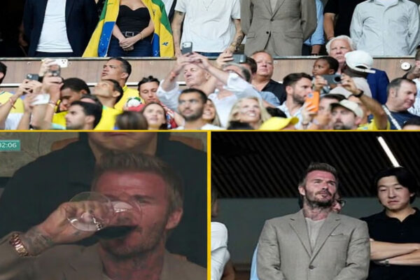 David Beckham Enjoys Wine As He Joins Cruz At Scotland Vs Brazil World...
